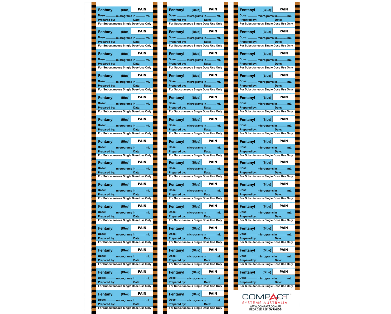 Fentanyl (Blue) Pain Syringe Label - Shop | Compact Business Systems ...